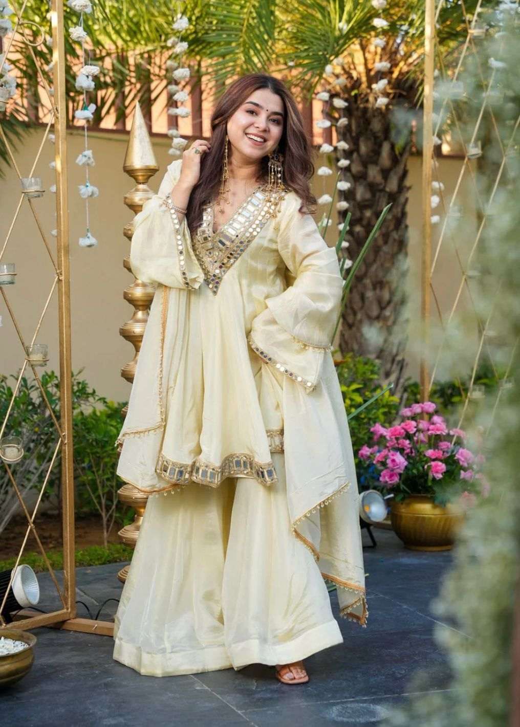 Ivory Sheesh Sharara set Secondary image