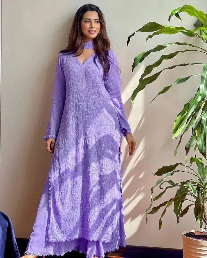 Classic faux georgette: A three piece suit set - Eraya
