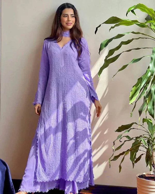 Classic faux georgette: A three piece suit set - Eraya