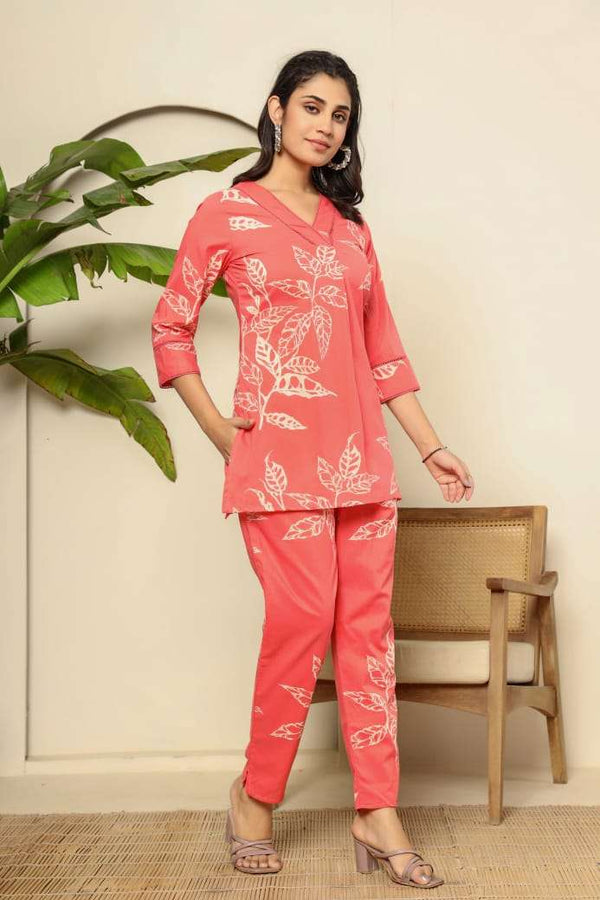 Floral digital printed cotton co-ord set Eraya