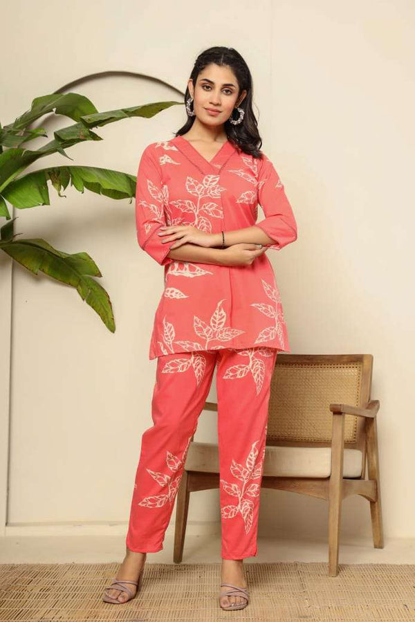 Floral digital printed cotton co-ord set Eraya