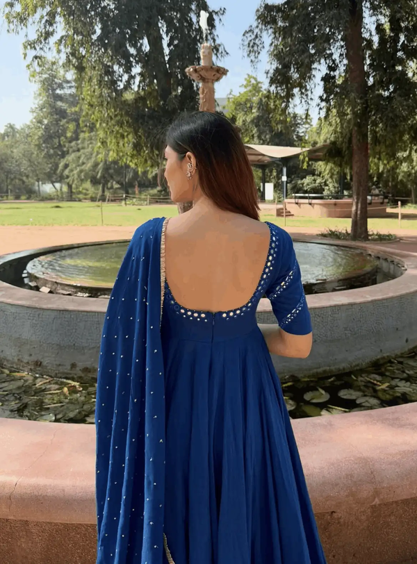 Neel-kamal cotton anarkali (set of 3)